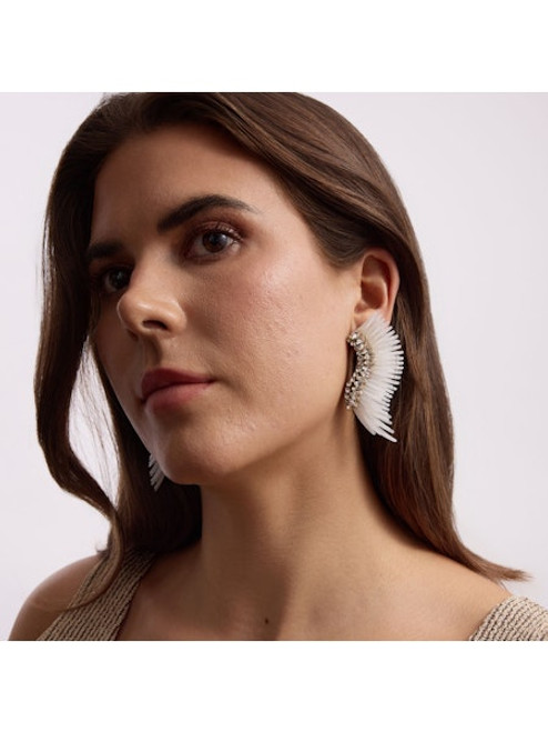 Clustered Midi Madeline Earrings - White Clear